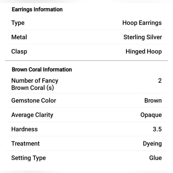 Brown Coral Hoop Earrings in Sterling Silver - Picture 8 of 8